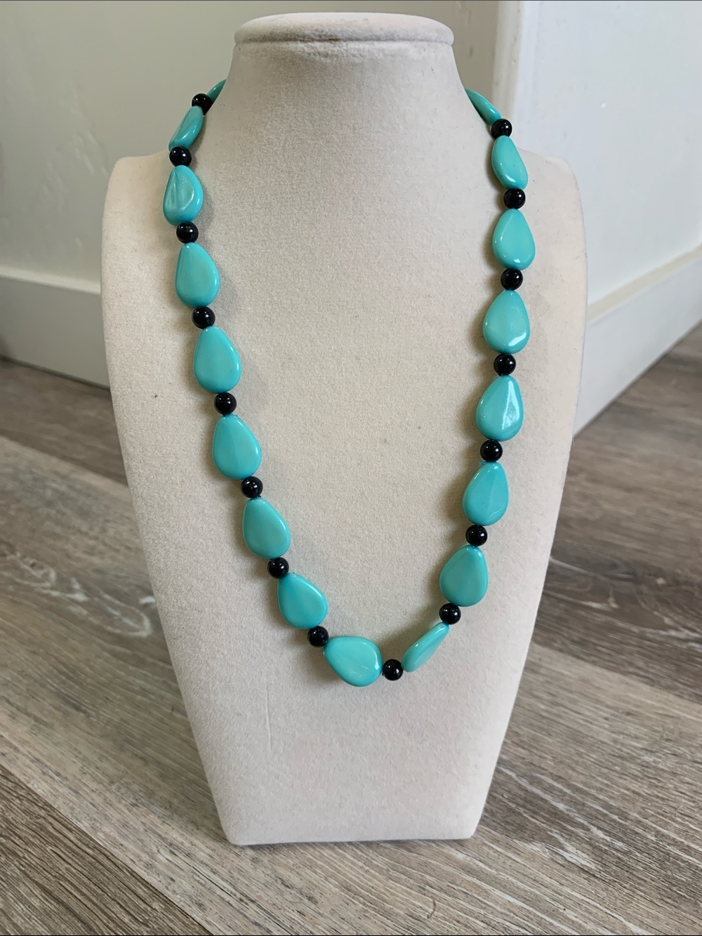 Turquoise Teardrop Beaded Necklace - Elegant Blue Statement Jewelry